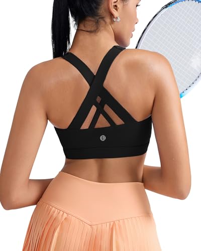 418f1ccxVkL.jpg Sports Bra for Women, Criss-Cross Back Padded Strappy Sports Bras Medium Support Yoga Bra with Removable Cups
