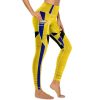 418gfMJqpL.jpg Wooden Barbados Flag Women's Yoga Pants Stretch Leggings with Pockets High Waist for Workout
