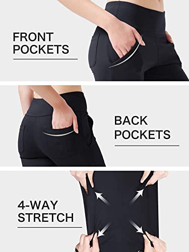 Women's High Waisted Boot Cut Yoga Pants 4 Pockets Workout Pants Tummy Control Women Bootleg Work Pants Dress Pants