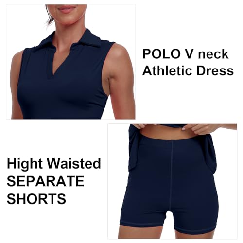 Womens Two Piece Tennis Golf Dress UPF 50+ Active Athletic Exercise Sports Wear Dresses for Women with Pocket Separate Shorts