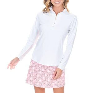 41ARQoGMnL.jpg Long Sleeve Sport Top, Breathable, UPF 50+,Quarter Zip, Nylon/Spandex