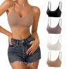 41AoajFeGzL.jpg V Neck Bra Padded Seamless Adjustable Straps Bralettes Everyday Basic Sleeping Bras Multiple Pack