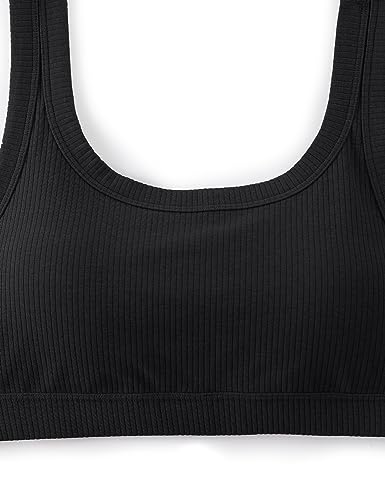 Ribbed Sports Bras for Women - U Back Wireless Medium Impact Padded Yoga Workout Cami