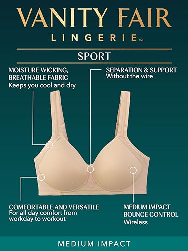 Women's Medium Impact Sports Bras for Women, Breathable, Moisture Wicking, Padded Cups up to DDD