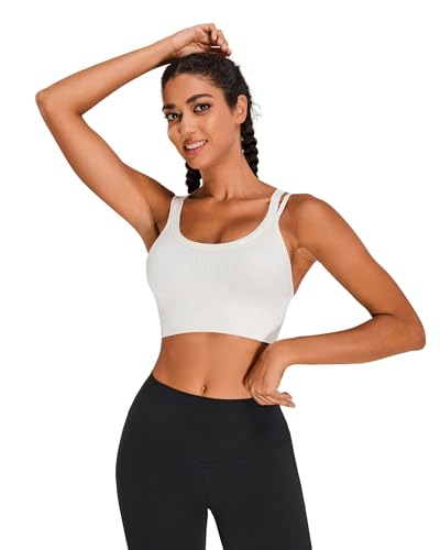 Sports Bras for Women HIigh Support, Criss-Cross Back Padded Strappy High Impact Sports Bras for Women Large Bust