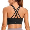 41DAiCMTbwL.jpg Womens Butterluxe Strappy High Neck Longline Sports Bra - Wireless Criss Cross Back Padded Workout Cropped Top