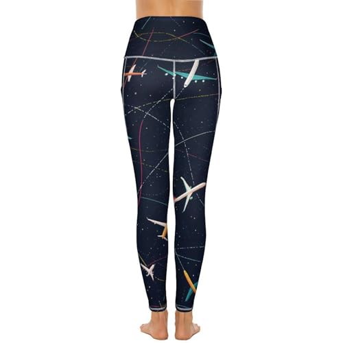 Plane Airplane Jet Women's Yoga Pants Stretch Leggings with Pockets High Waist for Workout