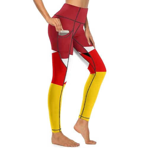 Flag of Netherlands and Germany Women's Yoga Pants Stretch Leggings with Pockets High Waist for Workout