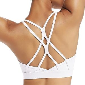 41EC4kG6OL.jpg Strappy Sports Bra for Women Sexy Crisscross Back Light Support Yoga Bra with Removable Cups