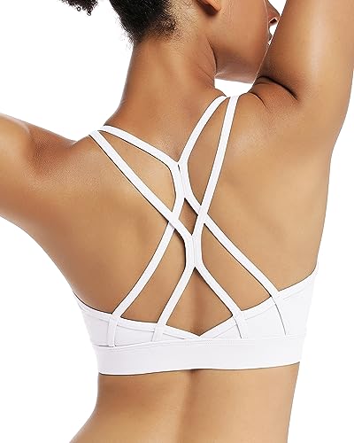 41EC4kG6OL.jpg Strappy Sports Bra for Women Sexy Crisscross Back Light Support Yoga Bra with Removable Cups