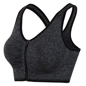 Women's Zip Front Sports Bra Wireless Post-Surgery Yoga Bras