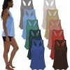 Women's Everyday Flowy Burnout Slub Racer Back Active Workout Tank Tops- 10 Pack
