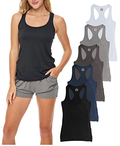 Women's Racerback Tank Tops | Ultra Soft Cotton Stretch Spandex Sport Tanks | Multi Packs & Colors