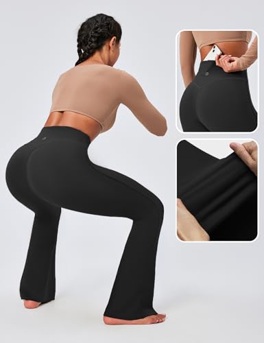 41GoRfkrBkL.jpg Flare Leggings for Women Tummy Control Flared Leggings No Front Seam Yoga Pants Women High Waisted Workout Bell Bottoms