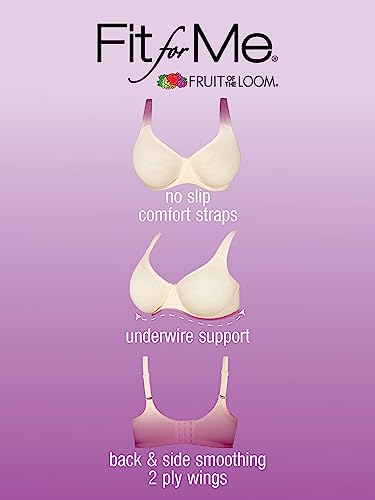 41IJMP326sL.jpg Fit For Me By Women's Plus Size Cotton Unlined Underwire Bra-Pinch-Free Straps - Side and Back Smoothing