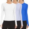 Long Sleeve Workout Tops for Women, Seamless Yoga Running Tops Breathable Athletic Shirts 3 Pack