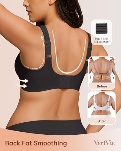 Bras for Women No Underwire Wireless Support Bra Underarm-Smoothing Seamless Push Up Full Coverage T-Shirt Sports Bra