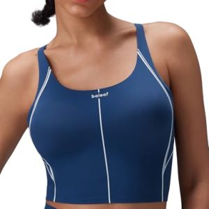 41KORBmtDL.jpg Freeleaf Broadway Womens Spaghetti Strap Dance Sports Bras, High Impact Crisscross Back, Padded Yoga Workout Tank Top