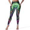 Evil God Glowing Women's Yoga Pants Stretch Leggings with Pockets High Waist for Workout