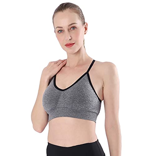 41MkMvGaEcS.jpg Women's Cross Back Sport Bras,Adjustable Straps Padded Criss Cross Cropped Bras for Yoga Workout Fitness