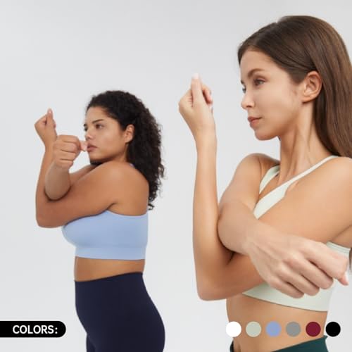 Racerback Sports Bras for Women Medium Support Padded Bra Seamless Women's Sports Wireless Bra