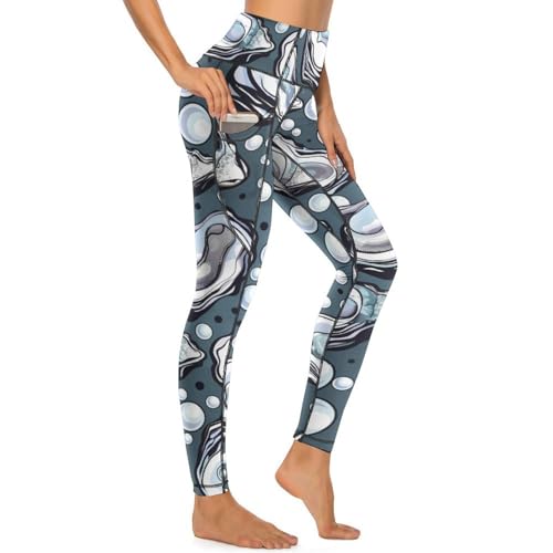 Oyster Women's Yoga Pants Stretch Leggings with Pockets High Waist for Workout