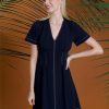 41SmFXsV0yL.jpg Women's Short Sleeve Fit and Flare Scuba Crepe Dress