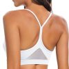 Y-Back Sports Bras for Women, Medium Impact Wirefree Padded Bra Workout Crop Top Longline Sports Bra Push up