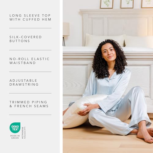 Women's 100% Mulberry Silk Long Pajama Set with Gift Box