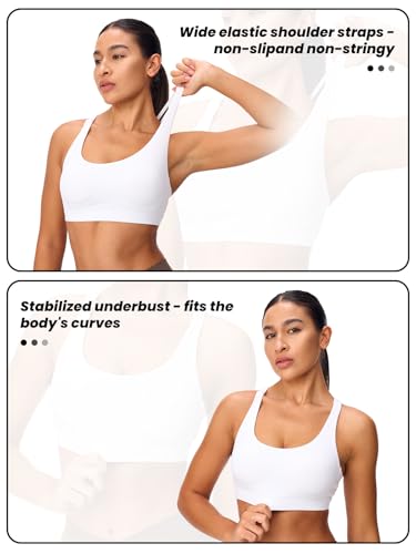 Women's Strappy Sports Bras Light Compression Crop Criss Cross Back Padded Workout Yoga Bra Supportive U Neckline