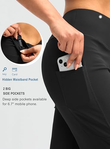 Capri Pants for Women High Waist Workout Yoga Pants with Pockets Tummy Control Leggings Crop Straight