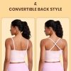 Butterluxe Cami Longline Sports Bras for Women - Square Neck Adjustable Padded Workout Crop Tank Top Camisole