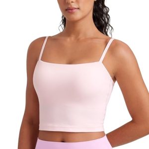 Butterluxe Cami Longline Sports Bras for Women - Square Neck Adjustable Padded Workout Crop Tank Top Camisole
