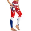 UK US Canada Flag Women's Yoga Pants Stretch Leggings with Pockets High Waist for Workout