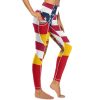 USA and Spain Flag Women's Yoga Pants Stretch Leggings with Pockets High Waist for Workout
