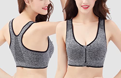 Women's Zip Front Sports Bra Wireless Post-Surgery Yoga Bras