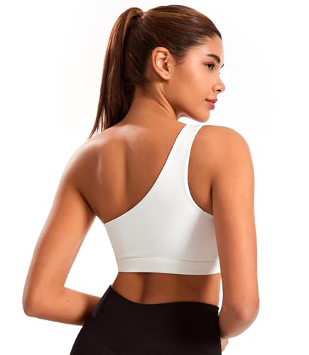 Smooth Sports Bras for Women One Shoulder Low Impact Asymmetrical Workout Tops Padded Yoga Bra