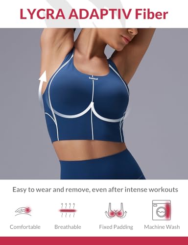 Freeleaf Broadway Womens Spaghetti Strap Dance Sports Bras, High Impact Crisscross Back, Padded Yoga Workout Tank Top