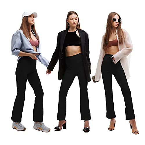41b9hXPapUL.jpg Flare Leggings for Women, High Waisted Yoga Pants with Pockets for Women Trousers