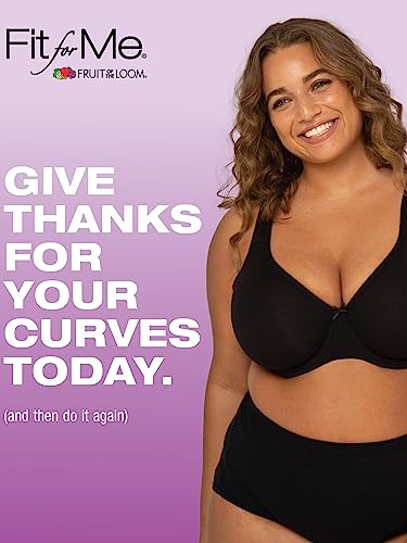 41byGz-sqML.jpg Fit For Me By Women's Plus Size Cotton Unlined Underwire Bra-Pinch-Free Straps - Side and Back Smoothing