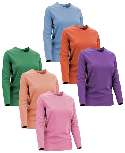 Womens Ultra Soft Midweight Baselayer Top | All Season Thermal Scoop Neck Long Sleeve Shirt | Multi Packs