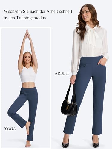 Buttery Soft Women's Bootcut Yoga Pants with 4 Pockets Tummy Control Workout Bootleg Work Pants