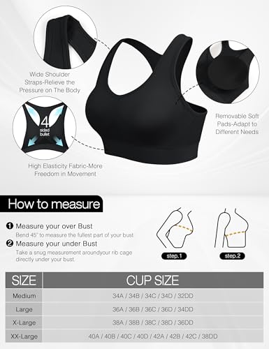 Racerback Sports Bras for Women Comfortable Wirefree Sleep Bras Breathable Mesh Padded Low Impact Workout Bra