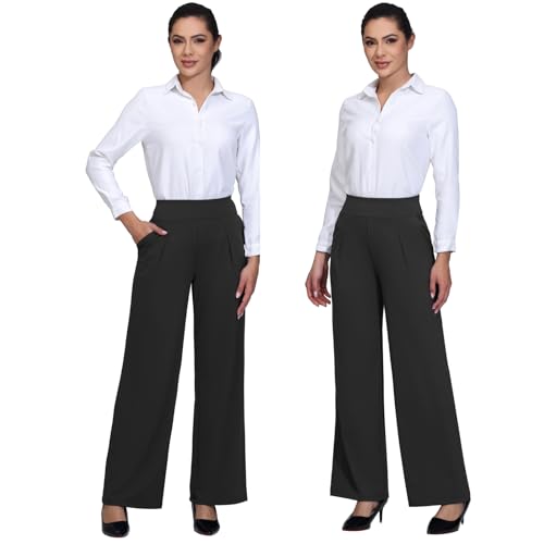 41fAtMYstnL.jpg Wide Leg Dress Pants Women Work Workout Athletic Yoga Sweatpants with Pockets Stretch Loose Casual Lounge Trousers