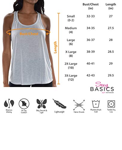 Women's Everyday Flowy Burnout Slub Racer Back Active Workout Tank Tops- 10 Pack