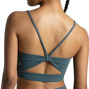 Women's Dreamlux Bowknot Strappy Sports Bras Light Impact Workout Yoga Tops