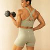 41hYUpZJUPL.jpg Sports Bra for Women Padded Medium Support Criss Cross Strappy Bras Seamless High Impact Yoga Exercise Athletic Bras