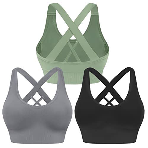 41k1QP4eZSL.jpg Sports Bra for Women Padded Medium Support Criss Cross Strappy Bras Seamless High Impact Yoga Exercise Athletic Bras