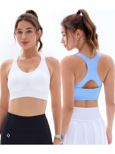 Sports Bras Pack for Women: Padded Support Adjustable Strap Racerback Bra for Workout Gym Yoga Large Bust