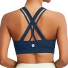 Sports Bra for Women, Medium-High Support Criss-Cross Back Strappy Padded Sports Bras Supportive Workout Tops